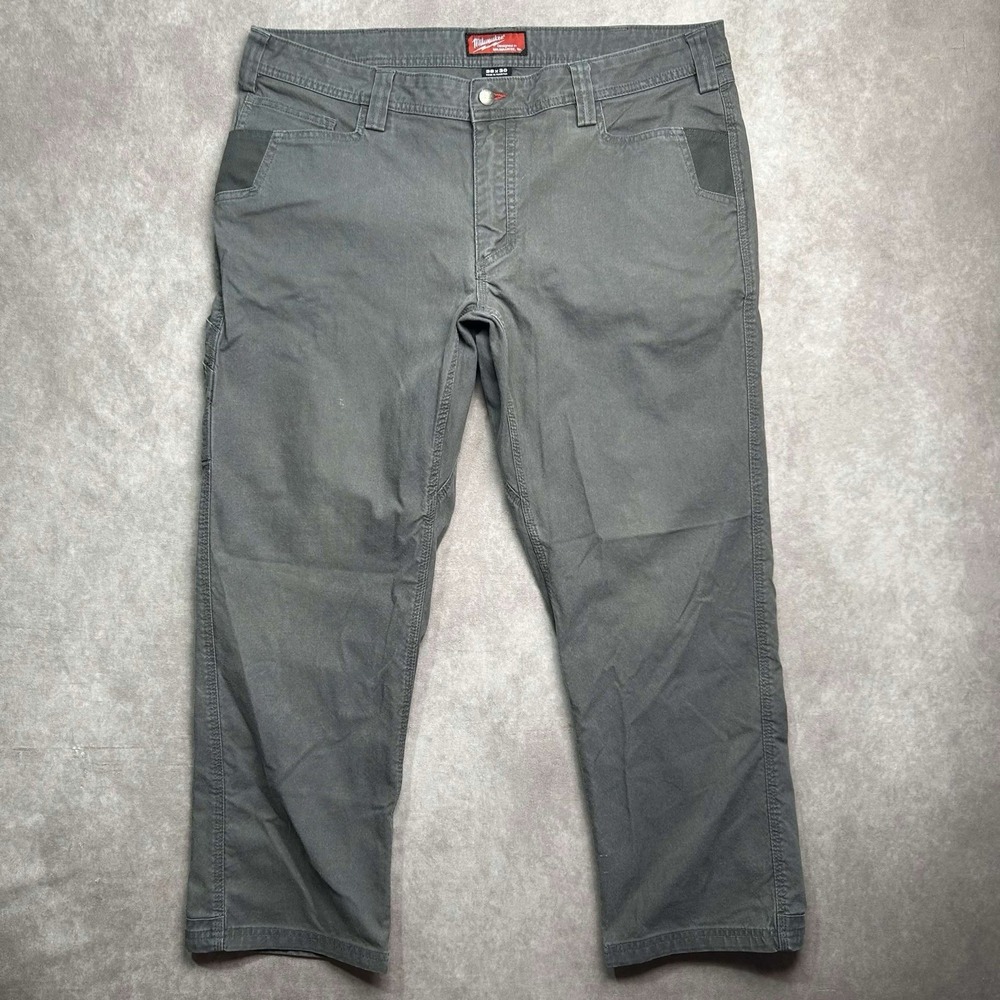 Milwaukee Men's 38x30 Gray Cotton/Polyester Work Pants 7 Pockets Utility